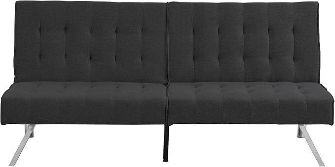 Sofa Adjustable Couch Sleeper Sofa Bed for Living RoomLoveseat Upholstered Modern Convertible FutonFaux Linen Black