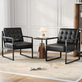Garvee Mid Century Accent Chair Set of 2 Faux Leather Armchair with Metal Legs Comfortable and Stylish for Living Room Bedroom Reception and Office Durable Upholstery Sleek Design