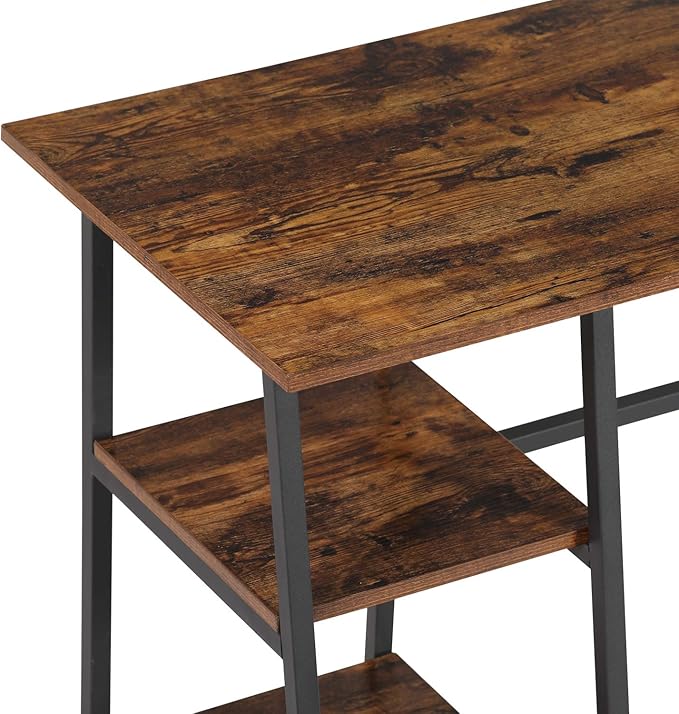 VECELO 43 Inch Computer Desk Home Office Classic Walnut Study Desk Work Office Table with Shelves Wooden Desk for Bedroom