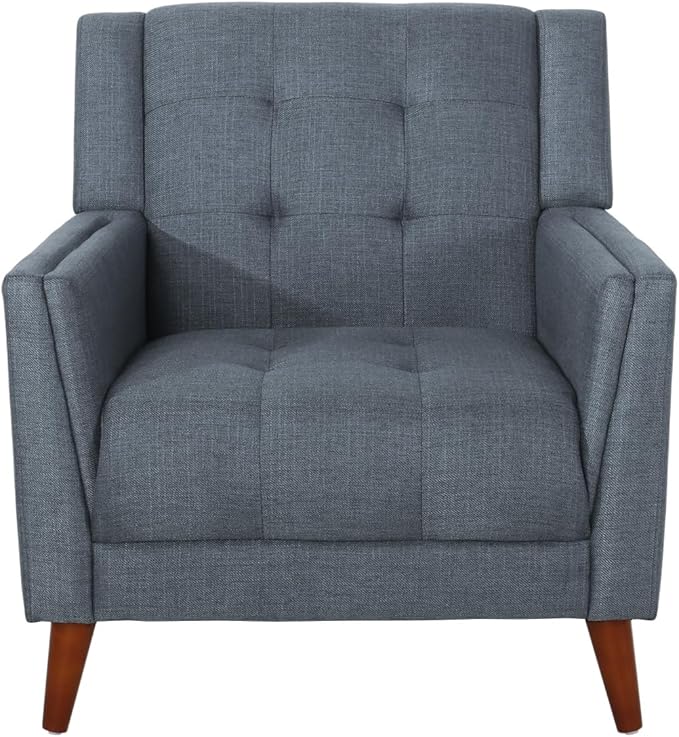 Greenmont Upholstered Armchair - Dark Grey Fabric Modern Chair for Living Room Bedroom or Office