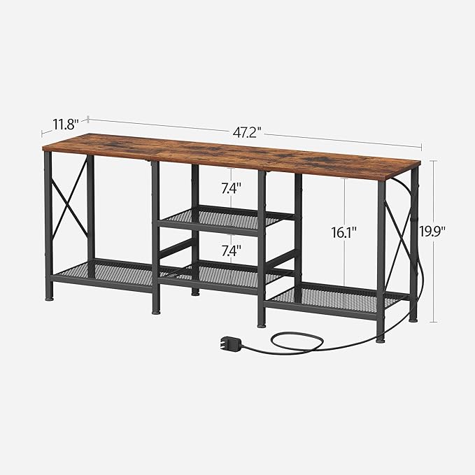 TV Stand with LED Lights for 55 Inch TV Entertainment Center with 3-Tier Open Shelves TV Console Table for Living Room Bedroom Rustic Brown