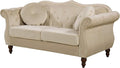 Anna1 Chesterfield Velvet Couches for Living Room Button Tufted Luxury Upholstery with Rolled Arms High-Density Foam Durable Wood Frame 65.5 Loveseat White Ivory