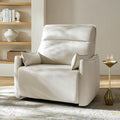 HULALA HOME Faux Leather Oversized Recliner Chair Manual Pushback Recliner with Extra Wide Seat and Thick Padded Backrest for Living Room Ivory