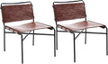 Accent Chairs Set of 2 - Mid-Century Modern Style Armless Lounge Chairs Sturdy Metal Frame Breathable and Comfortable Sling Chair for Living Room Bedroom and Small Spaces (Reddish Brown)
