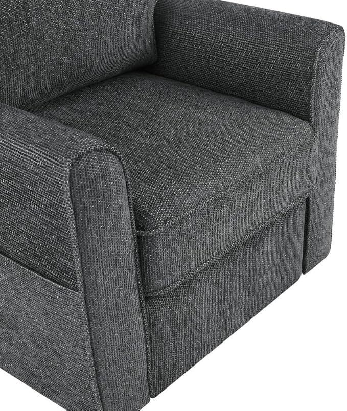 Swivel Accent Chair 360°Swivel Barrel Chair Modern Upholstered Armchair Makeup Accent Chair for Bedroom with Side Pockets for Living Room Bedroom Office and Hotel (Grey)