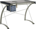 Coaster Home Furnishings - Melo - Metal and Glass - 41-Inch Drafting Table with Adjustable Pitch Three Drawers Retractable Pencil Ledge and Storage Compartments - Home Office - Silver - 800986
