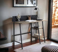 Penau Rustic Oak Writing Desk with Black Finished Legs 2-Tier Shelf Smartphone Holder Modern Design for Home Office