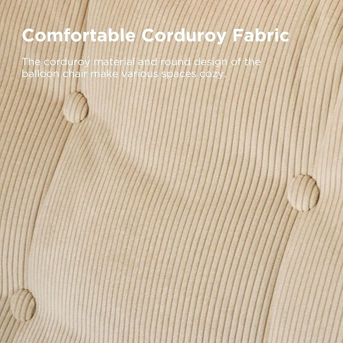 Nouhaus Balloon Criss Cross Chair Cross Legged Swivel Vanity Chair with Wide Comfy Padded Seat Armless No Wheels Fabric Modern Home Lounge Chairs for Living RoomBedroom(Beige)