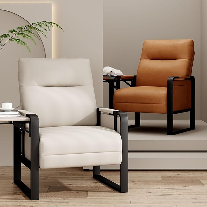 Aklaus Multifunctional Iron Frame Accent Chair with Foldable Side Table Reading Papasan Armchair with Extra Soft Cushion Oversized Chair for Living Room Office Bedroom Study (Beige Pack of 1)