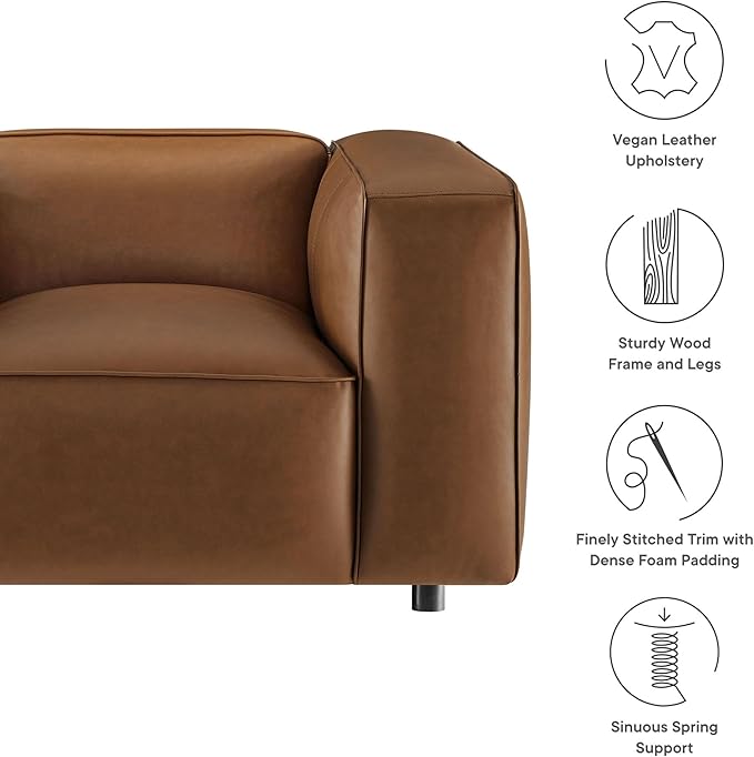 Auren Vegan Leather Modular Armchair in Coffee