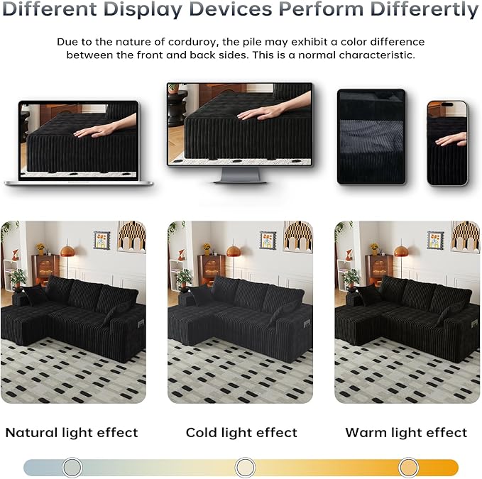 96 Cloud Sectional Couch with L-Shape Chaise4 Seat Modern Modular Sofa with Side PocketsUpholstered Couches for Living Room Bedroom Boneless CouchNo Assembly Required