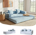 4-in-1 Folding Convertible Sofa Bed 77 Floor Couch with Pillow - Chenille Fabric &amp High-Density Sponge &amp Fixed-Shape Frame Modular Sofa for Living Room/Lounge/Studio Blue