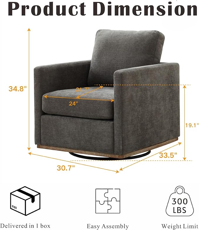 Mlmh &amp Kngwa 30.7 Swivel Accent Chair Set of 2 for Living Room Mid Century Modern Armchair Reading Chairs for BedroomChenilleCharcoal