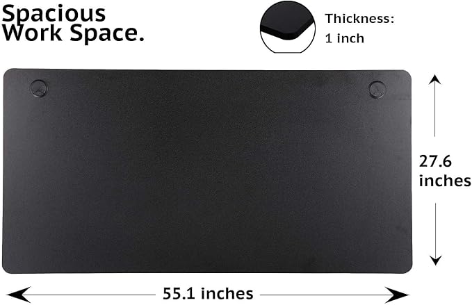 UNICOO Melamine 55.1 x 27.6 Inch Universal Table Top for Standard and Sit to Stand Height Adjustable Home and Office Desk Frames (Tabletop 55 - Black)