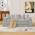 82.25 Convertible Loveseat Sleeper Sofa Bed with Side Pocket 2 in 1 Corduroy Pull Out Bed with 5 Pillows Boneless Couch with 2 Cup Holders and Wide Armrest No Assembly Light Gray