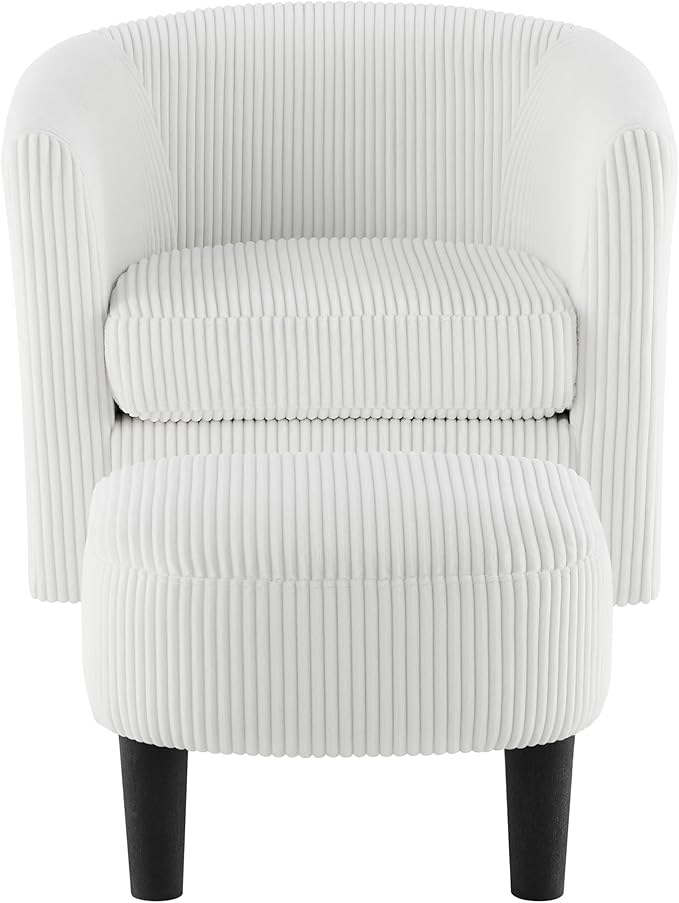 Swivel Accent Chair 360° Comfy Recliner Corduroy Arm Chair Single Sofa with Ottoman for Living Room Bedroom