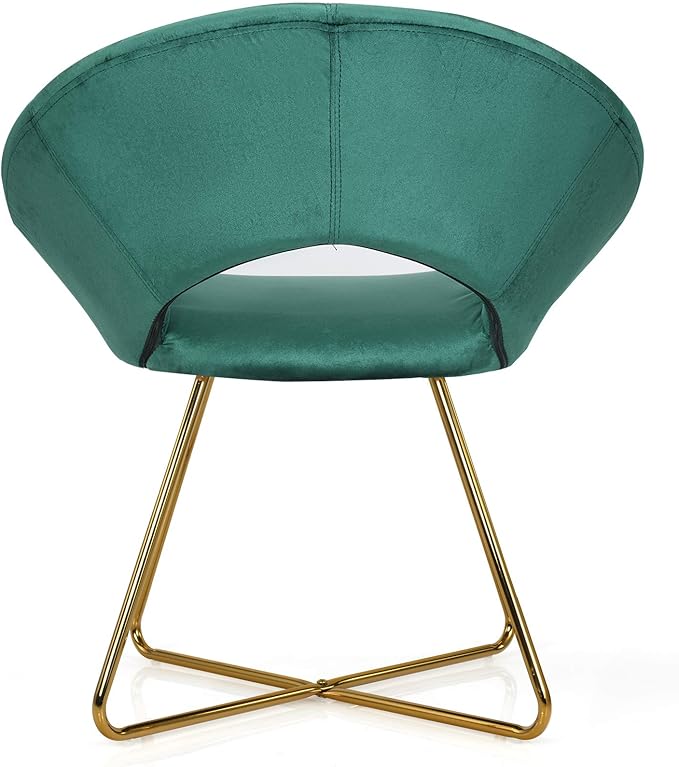Giantex Modern Velvet Accent Chair Comfy Cute Upholstered Vanity Desk Chair Max Load 300 Lbs Decorative Mid Century Single Sofa Armchair for Living Room Bedroom Dining Room Green