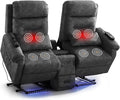SAMERY Loveseat Recliner Sofa Power Lift Recliner for Elderly with Massage and Heat Electric Reclining Loveseat Sofa Couch with Console Cup Holder Outlets USB Drawer (Gray Lift Loveseat) | Easy