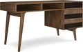SIMPLIHOME Clarkson Desk - 60 Inch Wide Solid Acacia Wood Writing Desk in Rustic Natural Aged Brown Contemporary Home Office Computer Table for Study with 2 Side Drawers and Open Storage Compartments