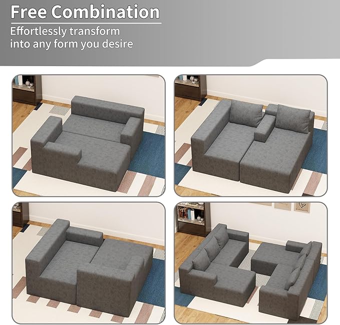 87 Modular Sectional Sofa Cloud Sectional Couch with Deep Seat Modern Modular L-Shape Sofa with Chaise Cozy Boneless Couches for Living Room Small Spaces No Assembly Required