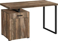 Computer Desk Home Office Laptop Left Right Set up Storage Drawers 48 l Work Brown Laminate Black Metal Contemporary Modern