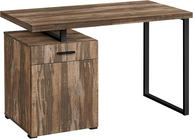 Computer Desk Home Office Laptop Left Right Set up Storage Drawers 48 l Work Brown Laminate Black Metal Contemporary Modern DL309
