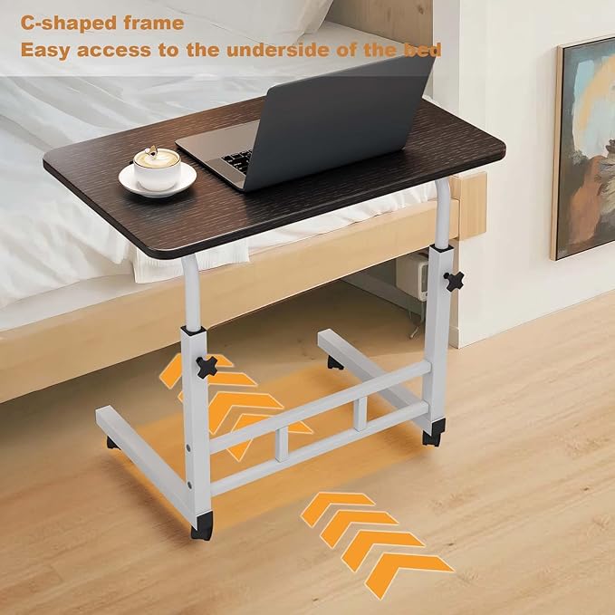 Garvee Standing Desk Adjustable Height Small Standing Desk with Wheels Mobile Portable Rolling Laptop PC Table Adjustable Height Computer Workstation for Home Office Study Bedroom Black