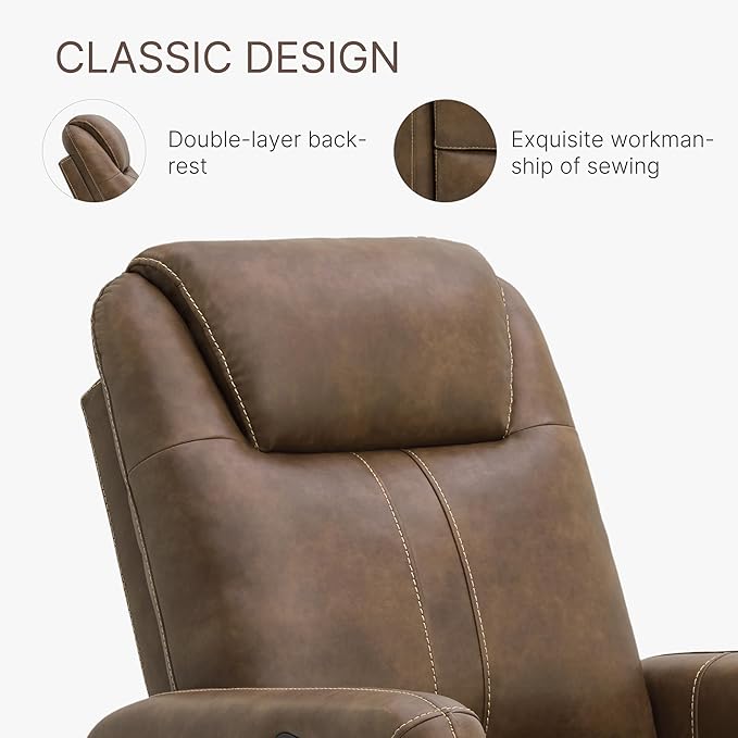 Leather Recliner Chair Manual Reclining Chair Glider Recliner with Adjustable Backrest/Footrest &amp Comfortable Armrest for Living Room Bedroom Home Theater Seating