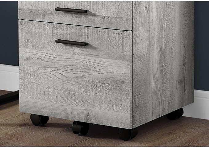 Rolling 3-Drawer File Cabinet with Rustic Grey Wood-Look Finish Printer Stand with Locking Casters Legal &amp Letter-Size Storage Drawers Contemporary Mobile Office Storage