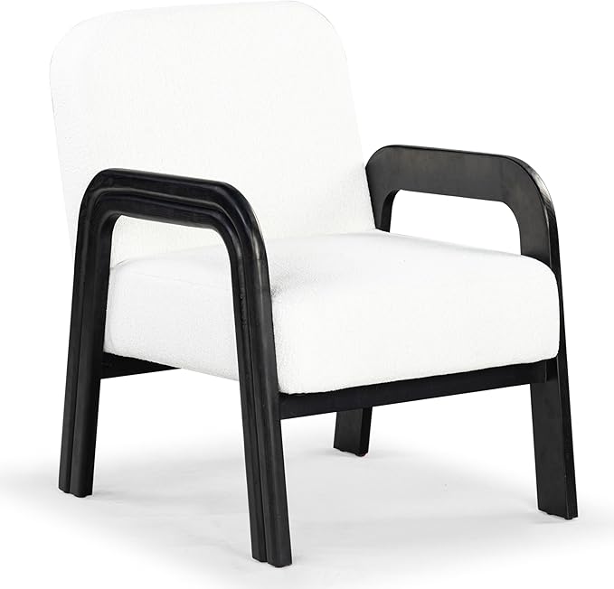 SAFAVIEH Couture Collection Roslina Ivory Boucle/Black Accent Chair (Fully Assembled)