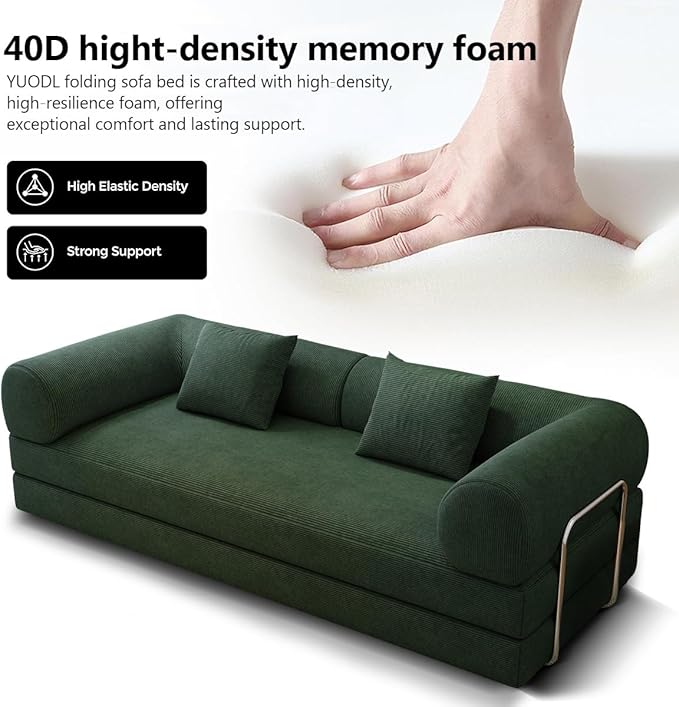78.8 Modular Sofa Bed - 4-in-1 Convertible Design with Corduroy Fabric and High Density Sponge Removable Cover and Fixed Frame