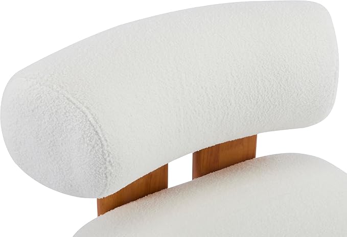 Christopher Knight Home Jillian Modern Boucle Upholstered Accent Chair Armless Living Room Single Lounge Sofa Comfy Reading Chair for Bedroom Low Profile Chair Milky White+Brown