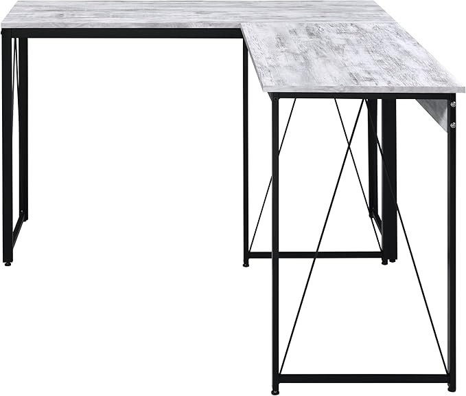 35.5 Industrial Writing Desk with Metal Sled Base Rustic Wood Computer Desk with Stable V-Shaped Support Compact Study Table with Powder-Coated Frame for Home OfficeBedroomSmall SpacesBlack+Grey