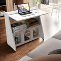 Pmnianhua Farmhouse Portable Desk on WheelsMobile WorkstationRolling Computer Desk with Wheels and Storage for Home Office Small Space(White)