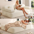 79'' Convertible Sofa Bed Queen with Super Wide Arms Boneless Foldable Couch Bed with 3 Pillows for Adults Corduroy Folding 3 Seater Sofabed with Comfortable Seat for Living Room Bedroom (Beige)