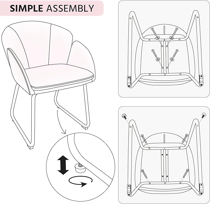 Yaheetech PU Leather Dining Chair Flower Shaped Armchair with Golden Legs Upholstered Side Chair for Kitchen Dining Room Living Room Set of 2 Simple Pink