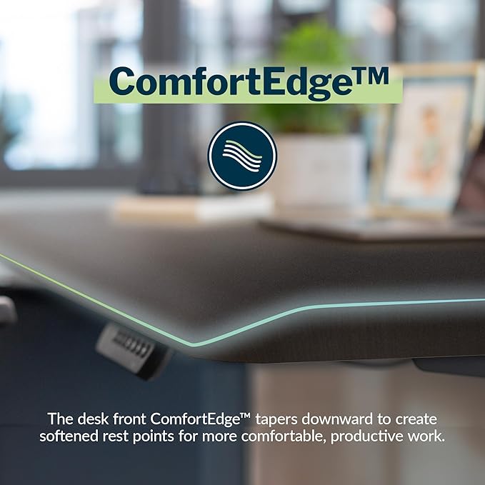 Vari ComfortEdge 72x30 Inch Adjustable Electric Standing Desk – Sit Stand VariDesk with Memory Presets Sloped Edge 180 LB Capacity + Tool-Free Assembly (Black/Black)