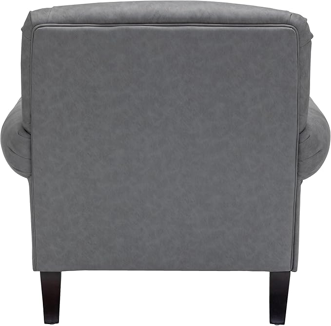 Accent Chair22.4 Seat Depth Armchair with Roll Arms36.6W*34.3D*34.6H Living Room ChairWood LegsSet of 2Faux Leather in Gray