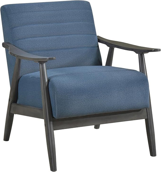 Casual Transitional Accent Chair 1pc Blue Fabric Upholstery Dark Gray Frame Solid Wood Living Room Furniture