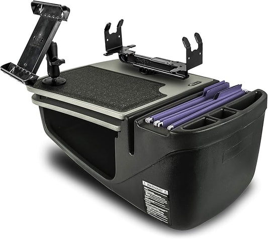 AutoExec AE-GMCD-PS-TAB-GT GripMaster Car Desk for Your Vehicle Workstation and Mobile Office Grey with Printer Stand and Tablet Mount