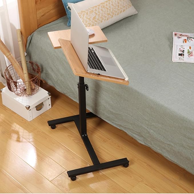 Height Adjustable Mobile Laptop Stand with Tilting TabletopRolling Standing DeskOverbed Laptop TableComputer StandsRolling Computer Workstation for Home Office