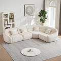 123 L-Shaped Corner Sectional Sofa with Curved Edge Modern Chenille Modular Cloud Couch High Back Oversized 4-Seater with 4 Pillows No Assembly Required Beige