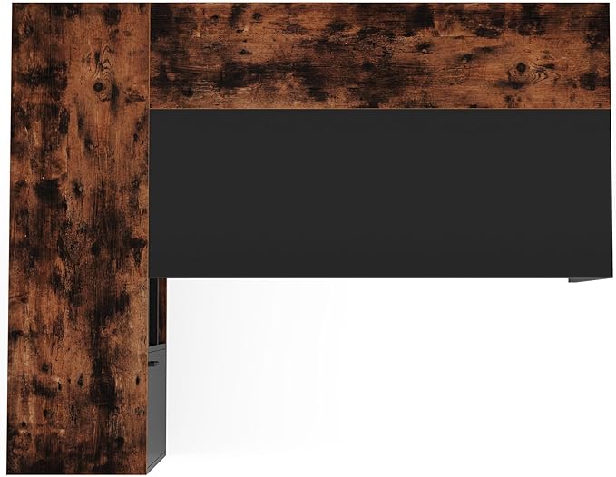 Tribesigns 71 L-Shaped Executive Desk Large Office Desk with Lateral Cabinet and Open Shelves Industrial Computer Table for Home Office Walnut &amp Black
