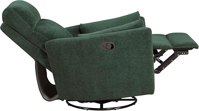 Lexicon Modern Swivel Glider Recliner Chair - Quiet 360 Swivel Chair Durable Microfiber Upholstered 2 Pillows Manual Reclining for Living Room Small Spaces Nursery Apartment Bedroom Green