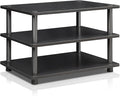 Furinno TURN-N-TUBE TV Stand 3-Tier Corner Entertainment Center Open Shelf Design TV Console for TV up to 25 Inch Toolless Assembly for Living Room Bedroom Blackwood