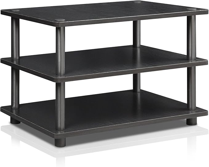 Furinno TURN-N-TUBE TV Stand 3-Tier Corner Entertainment Center Open Shelf Design TV Console for TV up to 25 Inch Toolless Assembly for Living Room Bedroom Blackwood