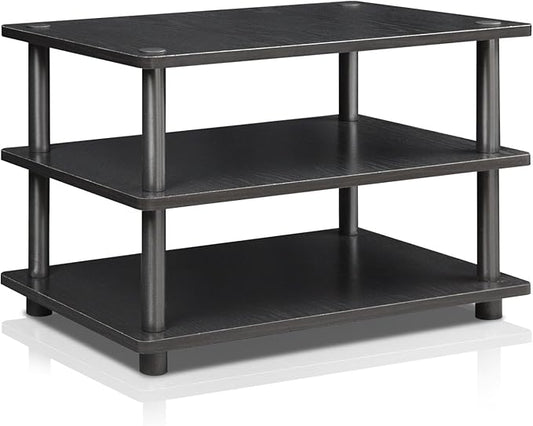Furinno TURN-N-TUBE TV Stand 3-Tier Corner Entertainment Center Open Shelf Design TV Console for TV up to 25 Inch Toolless Assembly for Living Room Bedroom Blackwood