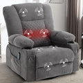 Rocker Recliner Chair with Heat and Massage Wide Seat Overstuffed Fabric Reclining Chair for Living Room Nursery Glider Rocking Chair Swivel Recliner with Cup Holder Grey