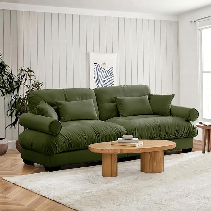 SoarFlash Modern Living Room Velvet Recliner Sofa Small Sofa Loveseat Sofa for Apartment Green
