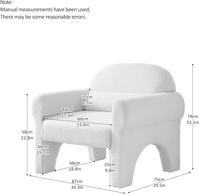 Modern Teddy Fabric Accent Chair with Lumbar Pillow for Living Room